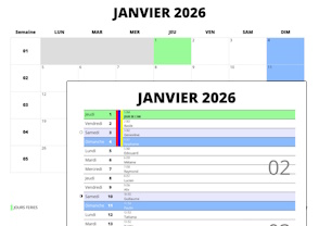 Calendrier mensuel 2026 PDF