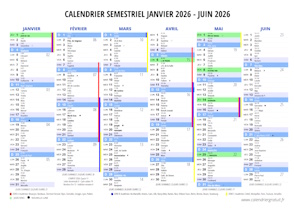 calendrier semestriel