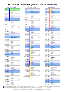 Aperçu calendrier trimestriel