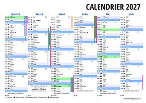 Calendrier annuel 2027 à imprimer