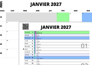 Calendrier mensuel 2027 PDF