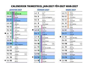 calendrier trimestriel