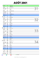 calendrier août 2061 au format portrait pour prendre des notes