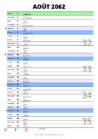 calendrier août 2062 au format portrait pour prendre des notes