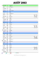 calendrier août 2063 au format portrait pour prendre des notes
