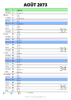 calendrier août 2073 au format portrait pour prendre des notes