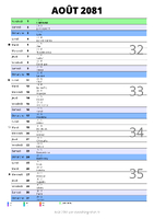 calendrier août 2081 au format portrait pour prendre des notes
