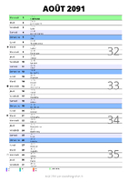 calendrier août 2091 au format portrait pour prendre des notes