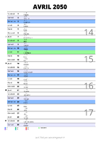 calendrier avril 2050 au format portrait pour prendre des notes