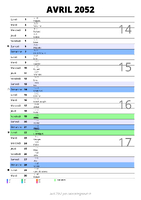 calendrier avril 2052 au format portrait pour prendre des notes