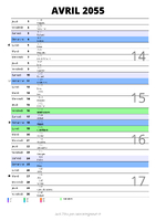 calendrier avril 2055 au format portrait pour prendre des notes