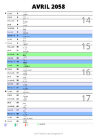 calendrier avril 2058 au format portrait pour prendre des notes
