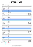calendrier avril 2059 au format portrait pour prendre des notes