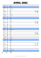 calendrier avril 2062 au format portrait pour prendre des notes