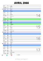 calendrier avril 2066 au format portrait pour prendre des notes