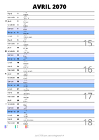 calendrier avril 2070 au format portrait pour prendre des notes