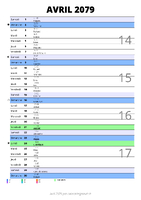calendrier avril 2079 au format portrait pour prendre des notes