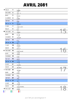 calendrier avril 2081 au format portrait pour prendre des notes