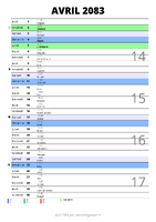 calendrier avril 2083 au format portrait pour prendre des notes