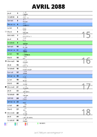 calendrier avril 2088 au format portrait pour prendre des notes