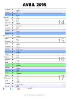 calendrier avril 2095 au format portrait pour prendre des notes