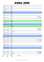 calendrier avril 2099 au format portrait pour prendre des notes