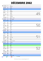 calendrier décembre 2062 au format portrait pour prendre des notes