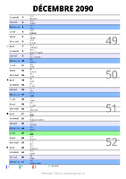 calendrier décembre 2090 au format portrait pour prendre des notes