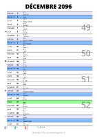 calendrier décembre 2096 au format portrait pour prendre des notes
