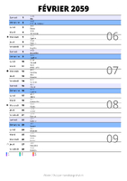 calendrier février 2059 au format portrait pour prendre des notes