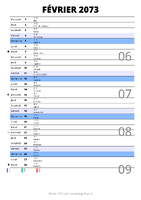 calendrier février 2073 au format portrait pour prendre des notes