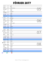 calendrier février 2077 au format portrait pour prendre des notes