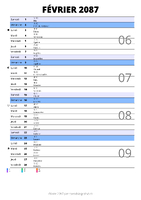calendrier février 2087 au format portrait pour prendre des notes