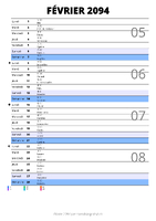 calendrier février 2094 au format portrait pour prendre des notes