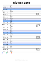 calendrier février 2097 au format portrait pour prendre des notes