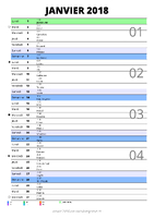 calendrier janvier 2018 au format portrait pour prendre des notes