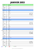 calendrier janvier 2053 au format portrait pour prendre des notes