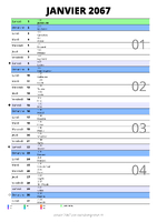 calendrier janvier 2067 au format portrait pour prendre des notes