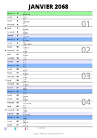 calendrier janvier 2068 au format portrait pour prendre des notes