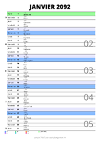 calendrier janvier 2092 au format portrait pour prendre des notes