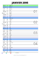 calendrier janvier 2095 au format portrait pour prendre des notes
