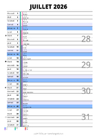 calendrier juillet 2026 au format portrait pour prendre des notes