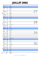 calendrier juillet 2062 au format portrait pour prendre des notes