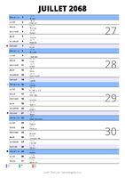 calendrier juillet 2068 au format portrait pour prendre des notes