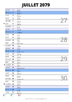 calendrier juillet 2079 au format portrait pour prendre des notes