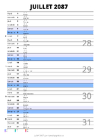 calendrier juillet 2087 au format portrait pour prendre des notes