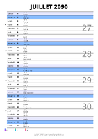 calendrier juillet 2090 au format portrait pour prendre des notes