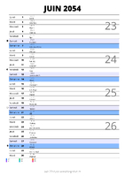 calendrier juin 2054 au format portrait pour prendre des notes