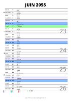 calendrier juin 2055 au format portrait pour prendre des notes