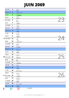 calendrier juin 2069 au format portrait pour prendre des notes